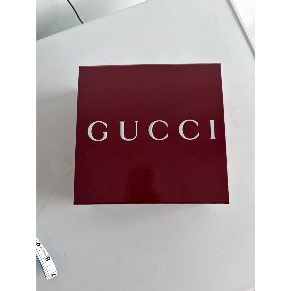 Gucci Burgundy Glossy Logo Gift Box 7.5in Square Storage Accessory Box